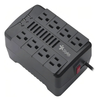 Regulador De Voltaje Stylos Stre480b 480w 1000va 8 Contactos Negro