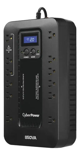 No Break Cyberpower Ecologic Ups Ec850lcd, 510w, 850va, 12s Negro