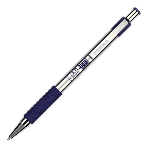 Bolígrafo Zebra F-301 Retráctil Metálico Punto Fino 0.7mm 6 Azul Negro