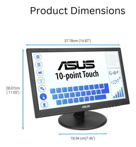 Monitor Asus Vt169he Led Touch 15.6 , 1920x1080 Full Hd 60hz Negro