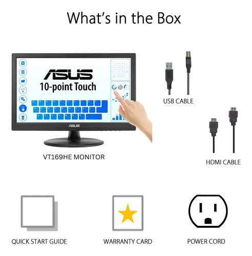 Monitor Asus Vt169he Led Touch 15.6 , 1920x1080 Full Hd 60hz Negro