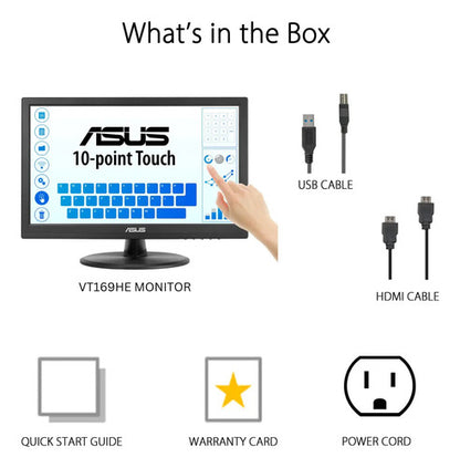 Monitor Asus Vt169he Led Touch 15.6 , 1920x1080 Full Hd 60hz Negro