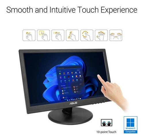 Monitor Asus Vt169he Led Touch 15.6 , 1920x1080 Full Hd 60hz Negro