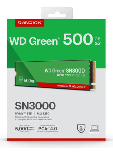 Ssd Interno Western Digital Sn3000 Wds500g4g0e 500gb Negro Verde