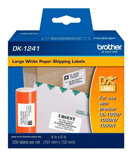 Etiqueta Adhesiva Brother Dk-1241 Blanca 200 Hojas Blanco