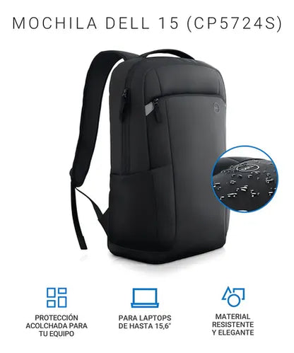 Dell Ecoloop Pro Slim Backpack Case 15 Cp5724s Negro Liso