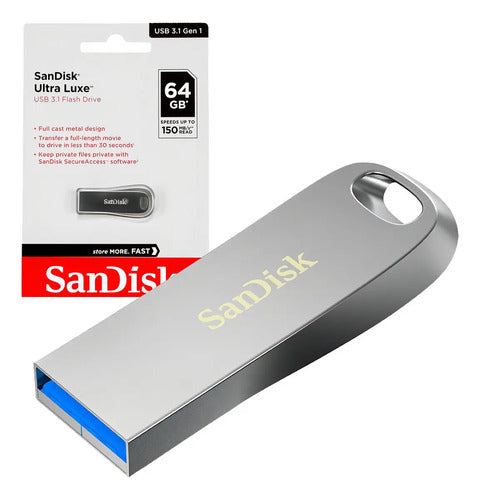 Pen Drive Sandisk Ultra Luxe Usb 3.1 De 64 Gb Sdcz74-064g-g46, Diseño En Color Plateado, Nombre Smooth