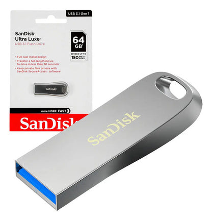 Pen Drive Sandisk Ultra Luxe Usb 3.1 De 64 Gb Sdcz74-064g-g46, Diseño En Color Plateado, Nombre Smooth