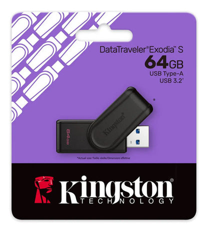 Kingston Usb Datatraveler Exodia S 64 Gb Usb-a 3.2 Gen 1 Negro