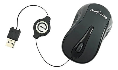 Mini Mouse Óptico Negro Retráctil Usb Easy Line 1000 Dpi Negro