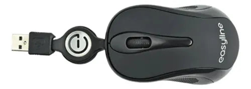 Mini Mouse Óptico Negro Retráctil Usb Easy Line 1000 Dpi Negro