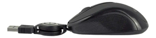 Mini Mouse Óptico Negro Retráctil Usb Easy Line 1000 Dpi Negro