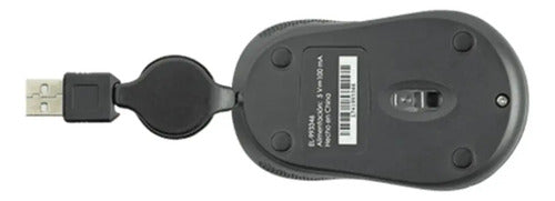 Mini Mouse Óptico Negro Retráctil Usb Easy Line 1000 Dpi Negro