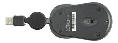 Mini Mouse Óptico Negro Retráctil Usb Easy Line 1000 Dpi Negro