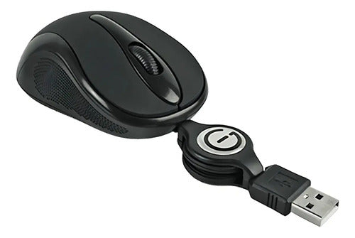 Mini Mouse Óptico Negro Retráctil Usb Easy Line 1000 Dpi Negro