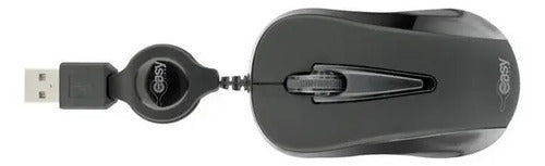 Mini Mouse Óptico Negro Retráctil Usb Easy Line 1000 Dpi Negro