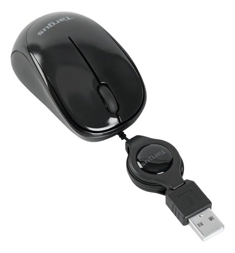 Mouse Usb Targus Mini Retractil Portable Amu75us Color Negro Negro