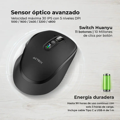 Mouse Multdispositivo Virtuos Pro Ultra Mi777 2.4 Mod Negro Negro