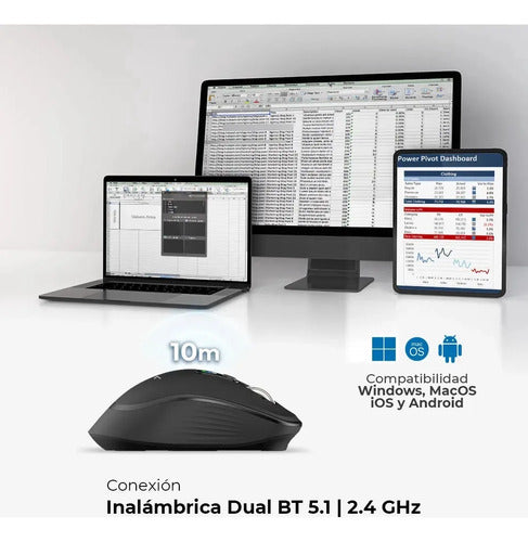 Mouse Multdispositivo Virtuos Pro Ultra Mi777 2.4 Mod Negro Negro