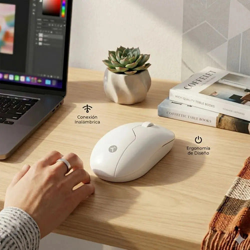 Mouse Techzone Tzacmoi49 Recargable Inalambrico Blanco