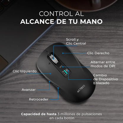 Mouse Multidispositivo Virtuos Pro Air Mi766 2.4 Modos Negro Negro