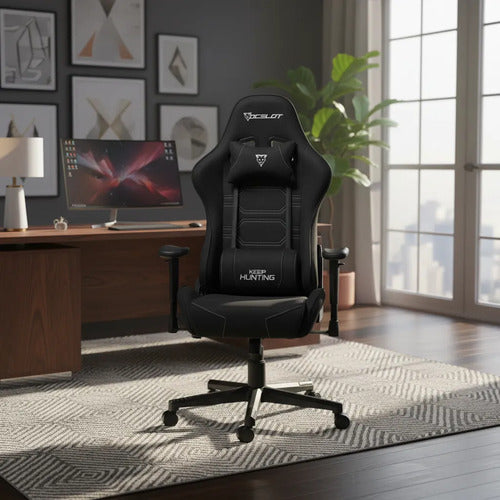 Silla Gamer Ocelot Gaming Ost-black Night Tela Automotriz Negro Tela Automotriz