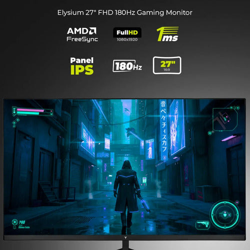 Monitor Yeyian Gaming Elysium 27 Pulgadas, 180hz, Fhd 1920x1080 , Fast Ips,1ms, Freesync, Hdr, Vesa 100 * 100, Hdmi 1.2
