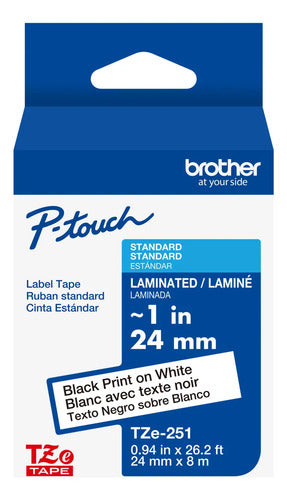 Cinta Laminada Brother Estandar Texto Negro Sobre Cinta Blan