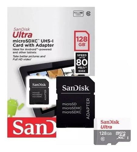 Tarjeta De Memoria Sandisk Sdsquns-128g-gn6ta Ultra Con Adaptador Sd 128gb