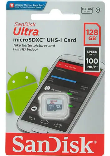Sandisk Ultra 128 Gb Microsdxc 100 Mb C10 Uhs-i Full Hd Sdsqunr-128g-gn3ma