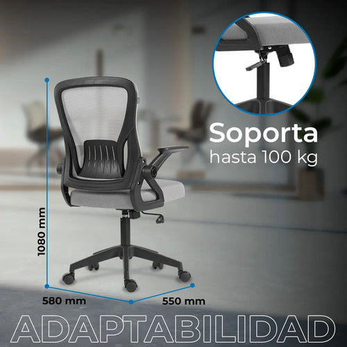 Silla De Oficina Flux Lite Ec313  100 Kg Inclin 120° Malla Marco Negro Malla