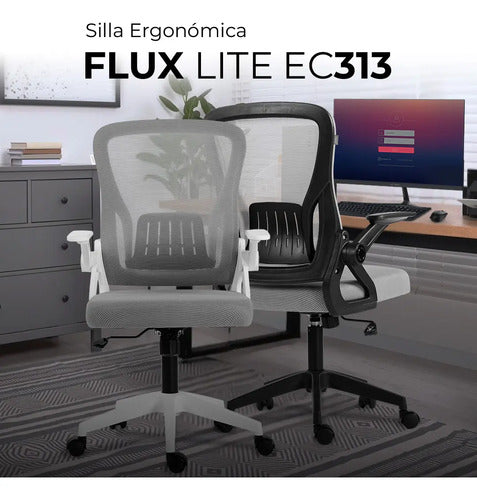Silla De Oficina Flux Lite Ec313  100 Kg Inclin 120° Malla Marco Negro Malla