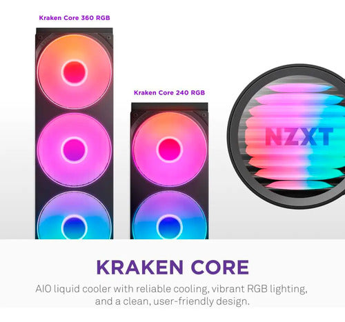 Enfriamiento Liquido Nzxt Kraken Core 360 Rgb Black Negro