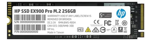 Unidad Ssd M.2 Hp 256gb (9xl75aa) Ex900 Pro, Pci Express 3.0 Negro