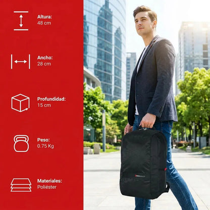 Mochila Urbana Smith Swissmobility Con Compartimento Para Laptop 15  Y Bolsillo Para Botella, Negro Liso