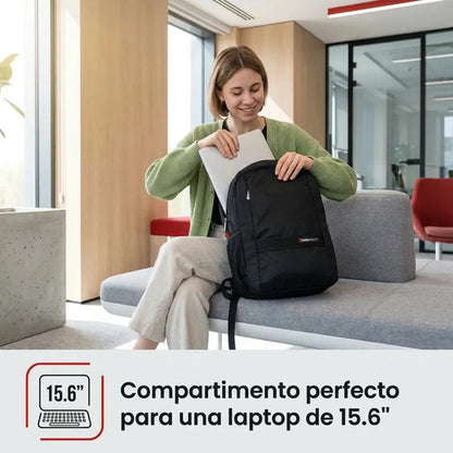 Mochila Urbana Smith Swissmobility Con Compartimento Para Laptop 15  Y Bolsillo Para Botella, Negro Liso