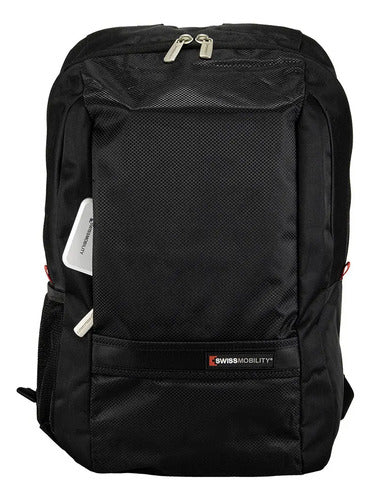 Mochila Urbana Smith Swissmobility Con Compartimento Para Laptop 15  Y Bolsillo Para Botella, Negro Liso