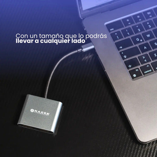 Hub Usb-c Naceb Tecnología 4 En 1 Con Hdmi 4k, Usb 3.0 Y Carga Pd 100w Gris