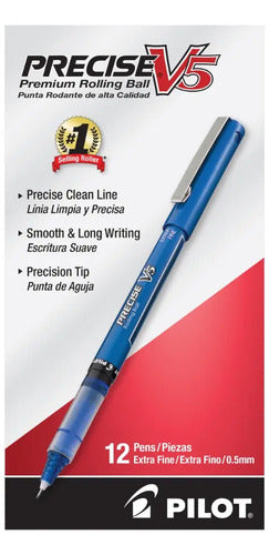 12 Plumas Pilot Bolígrafo Precise V5 Tinta Liquida Extrafino Color De La Tinta Azul