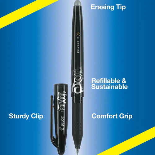 Pluma / Bolígrafo Borrable, Pilot Frixion Bal, Color Negro, 12 Piezas, Opción Recargable