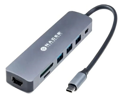 Naceb Adaptador Hub Ceb Na-0127 Usb-c - Hdmi Usb-a 3.1 Usb-c Gris