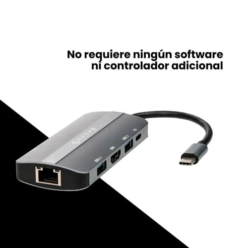 Hub Naceb Conecta Hasta 8 Dispositivos Na-0129 Conect Usb-c Gris