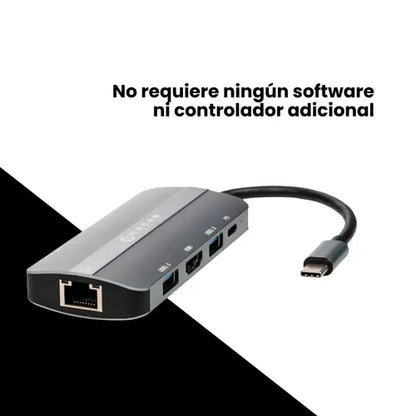 Hub Naceb Conecta Hasta 8 Dispositivos Na-0129 Conect Usb-c Gris
