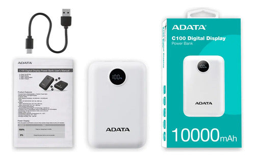 Cargador Portátil Adata Power Bank C10022, 10.000mah, Blanco Blanco