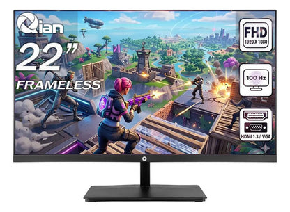 Monitor Qian 21.5 Prolite22, Plano, Full Hd 1920×1080, Panel Va, 100hz, 4ms, Vesa, Hdmi 1.3, Vga Negro, Para Xbox Series