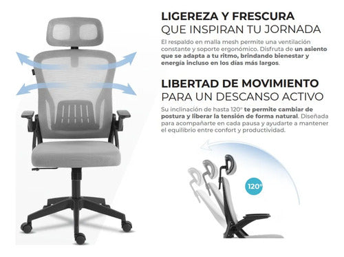 Acteck Silla Flux Core Ec303hr, Respaldo Malla, Gris Gris Malla