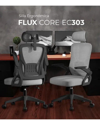 Acteck Silla Flux Core Ec303hr, Respaldo Malla, Gris Gris Malla