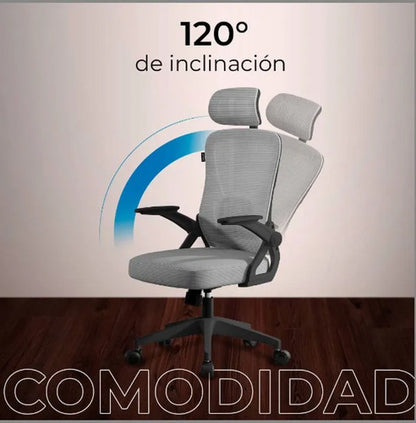 Acteck Silla Flux Core Ec303hr, Respaldo Malla, Gris Gris Malla