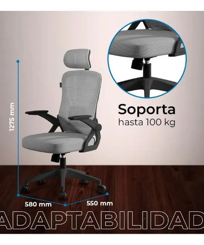 Acteck Silla Flux Core Ec303hr, Respaldo Malla, Gris Gris Malla