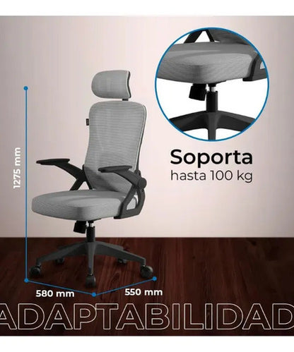 Acteck Silla Flux Core Ec303hr, Respaldo Malla, Gris Gris Malla